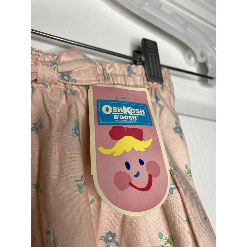 Vintage Oshkosh B' Gosh Kid Girls Cotton Pleated‎ Skirt Pink Flowers 3T New